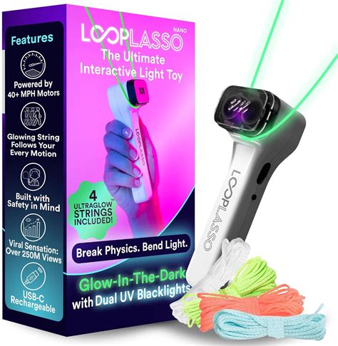 Amazon.com: Loop Lasso® Nano - The Original Glow-in-The-Dark String Shooter Toy - Built-in UV ...