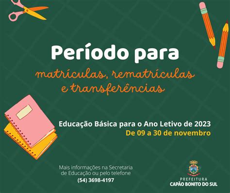 Educação Alerta Para Período De Matrículas Rematrículas E