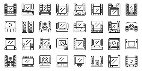 Home theater icons set outline vector. Computer speaker 24242008 Vector Art at Vecteezy