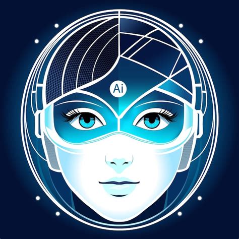 Premium Vector Artificial Intelligence Cyborg Head In High Tech