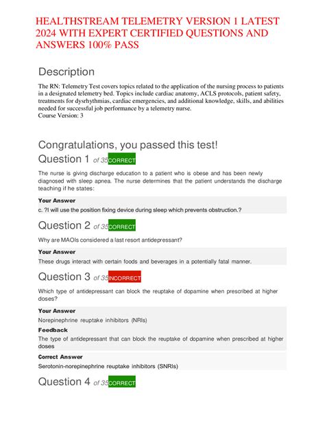 Healthstream Telemetry Version Latest With Expert Certified