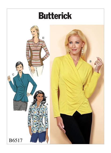 Butterick Sewing Pattern B6517 Misses Top With Pleat And Etsy Butterick Sewing Pattern