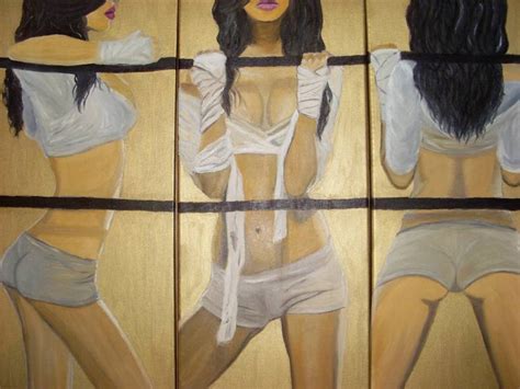 Lot Of Sexy Nude Bad Dangerous Girl Boxing Original Oil Painting On