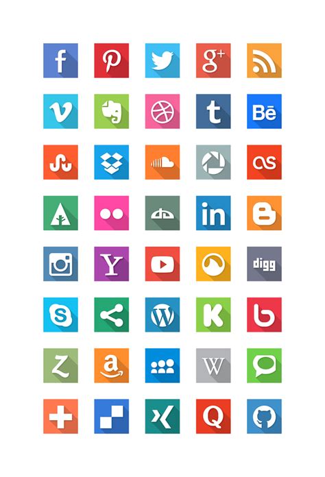 20 Beautiful Free Flat Social Media Icons Sets 2019 - colorlib