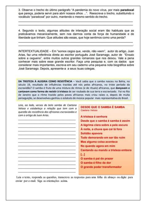 Atividades domiciliares 3º Ano Ensino Médio PDF