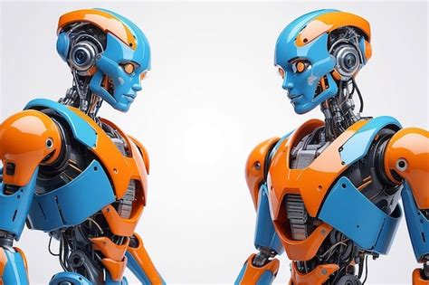 Premium Photo Small Robots With Human Face And Body Humanoid