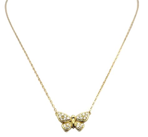 18 Karat Yellow Gold Pave Diamond Butterfly Pendant Necklace For Sale