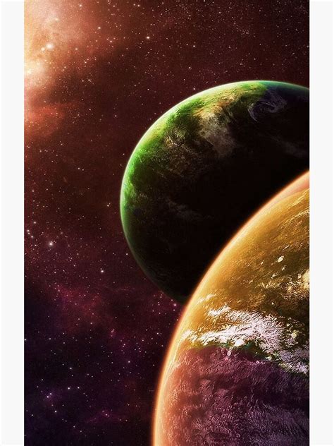 poster dos planetas uno al lado del otro de nengshop redbubble