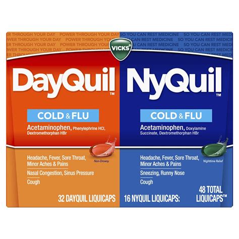 Vicks Dayquil And Nyquil Cough Cold And Flu Relief Combo Pack 48