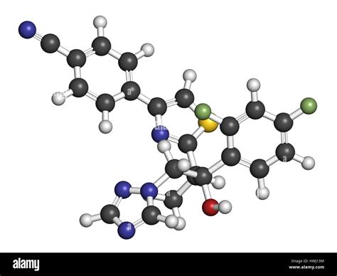 Ravuconazole Antifungal Drug Molecule 3D Rendering Atoms Are