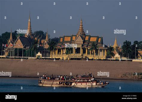 Cambodia Phnom Penh Royal Palace On The Mekong Rivet River Stock