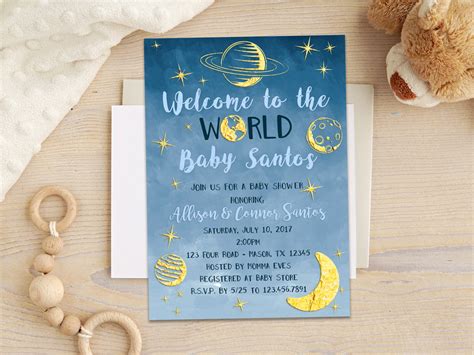 Outer Space Baby Shower Invitations Boy | Party Print Express