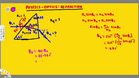 Physics Optics Refraction Light Ray Through A Prism Youtube