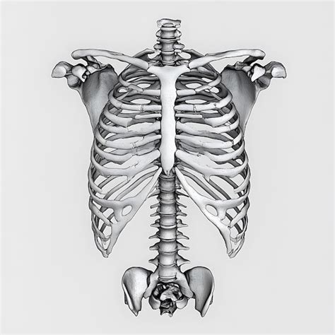 Human Ribcage And Spine Anatomy Illustration Premium Ai Generated Image