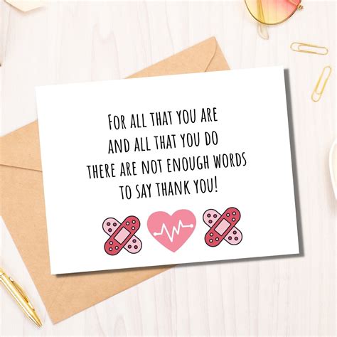 Nurse Thank You Card Print At Home Appreciation Card For Nurses Healthcare Worker Greeting