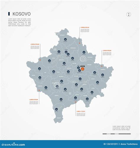 Ejemplo Infographic Del Vector Del Mapa De Kosovo Ilustración Del