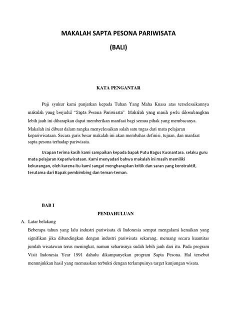 Makalah Sapta Pesona Pariwisata Pdf