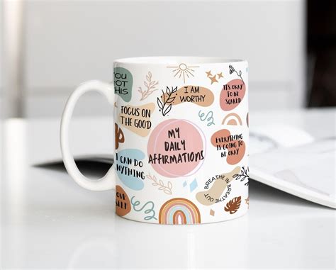 Daily Affirmations Boho Coffee Mug Motivational Uplifting Self Love