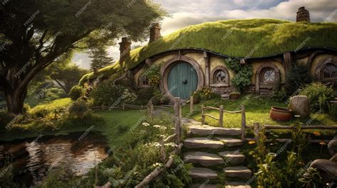 Premium Photo | Hobbiton hobbit house shire village