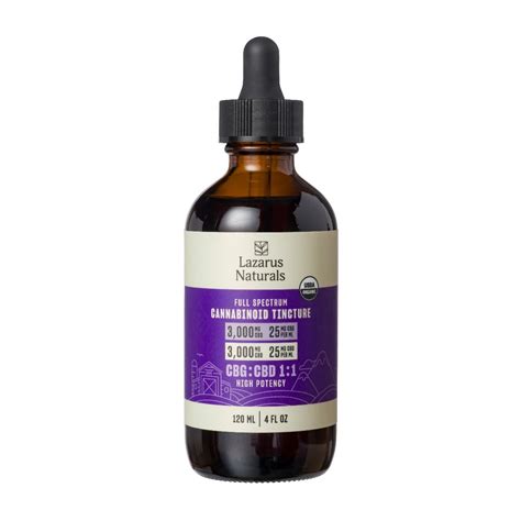 Lazarus Naturals High Potency Full Spectrum 1 1 CBG CBD Tincture 4fl