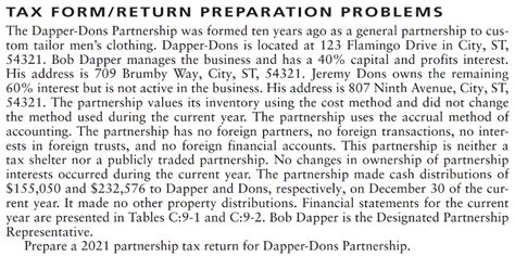 TAX FORM RETURN PREPARATION PROBLEMS C 9 57 The Chegg