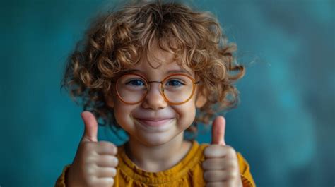 Premium Photo Smiling Girl With Glasses Thumbs Up