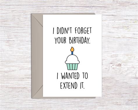 Funny Belated Birthday Card Humorous Late Birthday Card Etsy Hot Sex