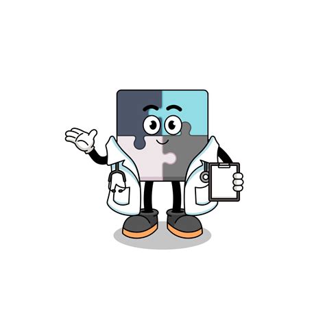 Cartoon mascot of jigsaw puzzle doctor 6680476 Vector Art at Vecteezy