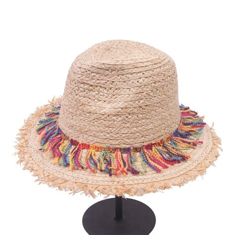 Happysunday Bohemian Ethnic Beach Hats For Ladies Tassel Rope Large Brim Sun Hat Floppy Raffia