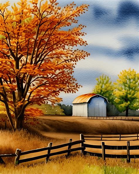 Autumn Scene Farm Graphic · Creative Fabrica