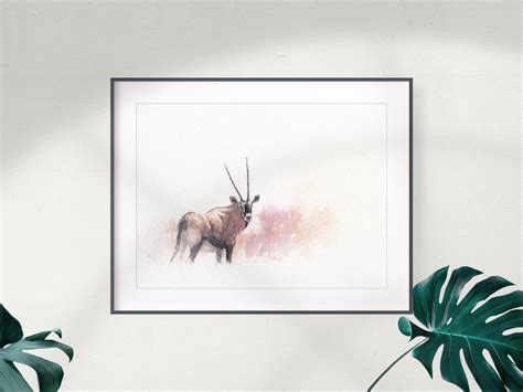 Scorching Heat Original Gemsbok Watercolour Painting Of An Oryx