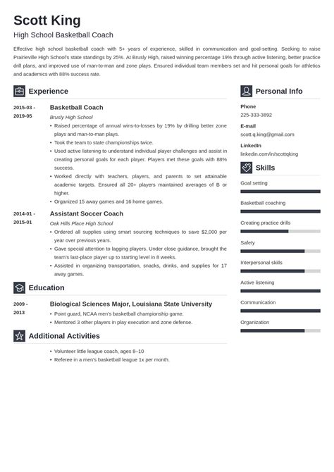 Coaching Resume Template Word