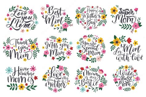 Premium Vector Mothers Day Lettering Quotes Greeting Cards Elements Happy Mothers Day