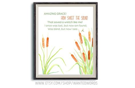 Amazing Grace How Sweet The Sound Hymn Lyrics Instant Etsy