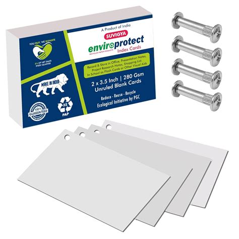 Suvigya Pre Punched Unruled Index Cards With Binder Pins Blank Plain