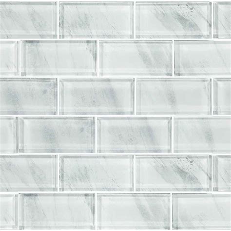 Glass Subway Tile Stratus White 2x4 Mineral Tiles