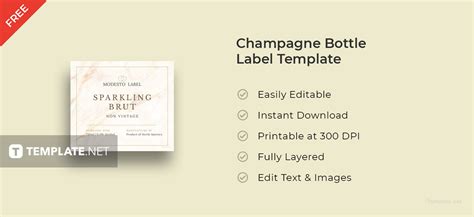 Champagne Bottle Label Template In Adobe Photoshop Illustrator