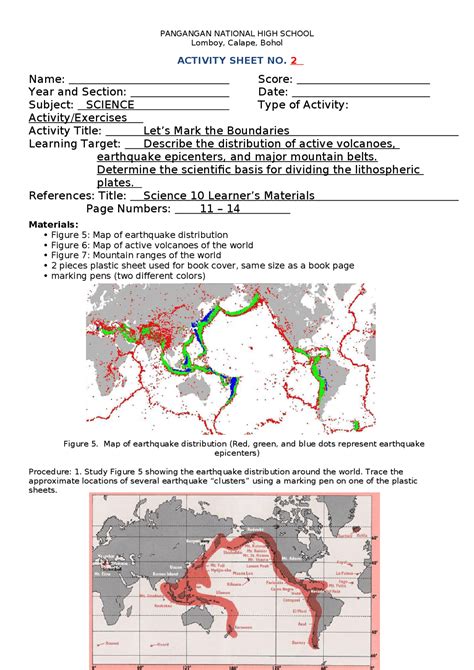 Lets Mark The Boundaries Exercises Earth Science Docsity