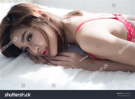 Sexy Beautiful Asian Woman White Lingerie Shutterstock