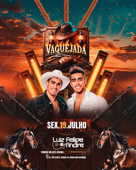 Flyer Vaquejada Luiz Felipe e Andre Social Media PSD Editável download