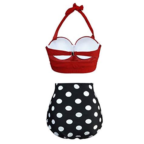 Uphitnis Damen Bikini Set Bademode Retro Stil Blumen Falten Badeanzug Rot Gr Xl