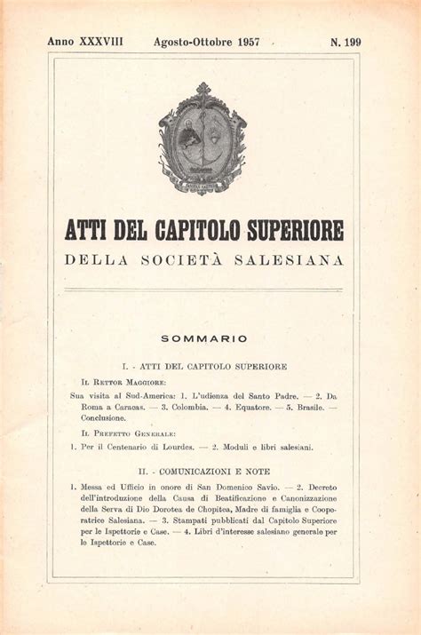 Renato Ziggiotti Lettera Del Rettor Maggiore In Atti Del Capitolo