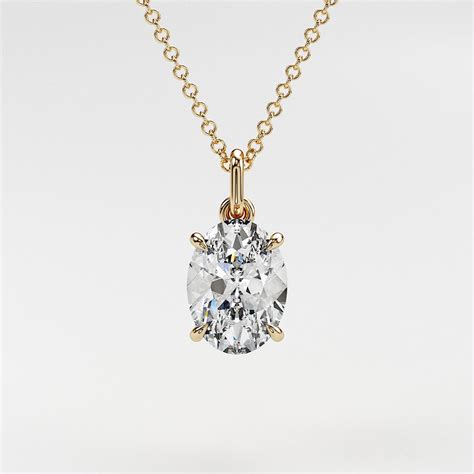 Solitaire Pendant Necklace 2 Carat Diamond 18k Gold Igi Etsy