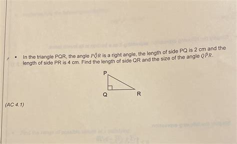 Solved In The Triangle PQR The Angle PQR Is A Right Angle The