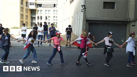 Lebanon Protests People Form A Human Chain Bbc News