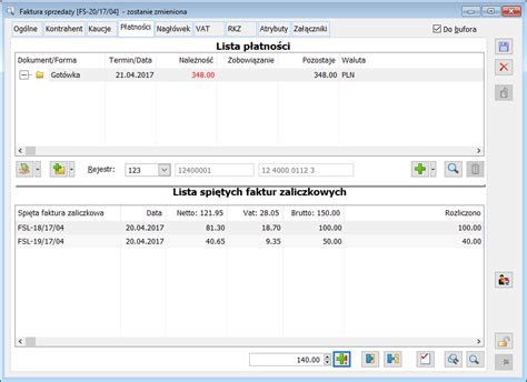 Faktury Zaliczkowe Baza Wiedzy Comarch Erp Xl