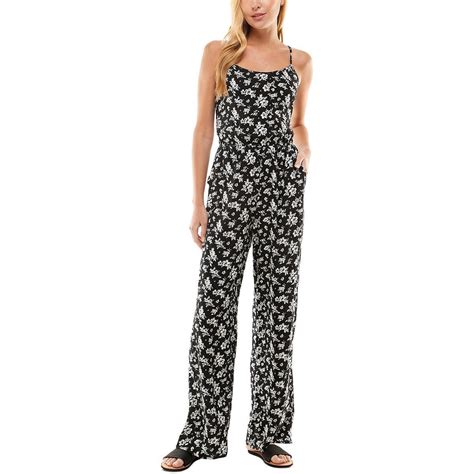 Kingston Grey Womens Floral Print Straight Leg Jumpsuit Juniors Bhfo