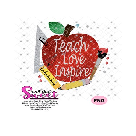 Teach Love Inspire School Items Apple Transparent Png Svg Silhoue