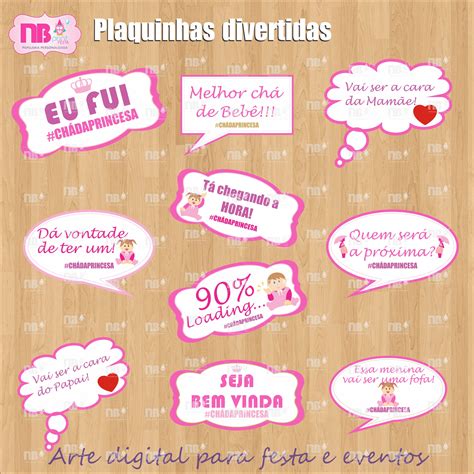 Placas Divertidas Chá de Bebê Princesa NB Print Festa Elo7