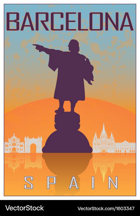 Barcelona Vintage Poster Royalty Free Vector Image